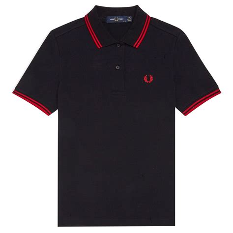Fred Perry Womens Twin Tipped Polo Shirt Black Usa Stockists