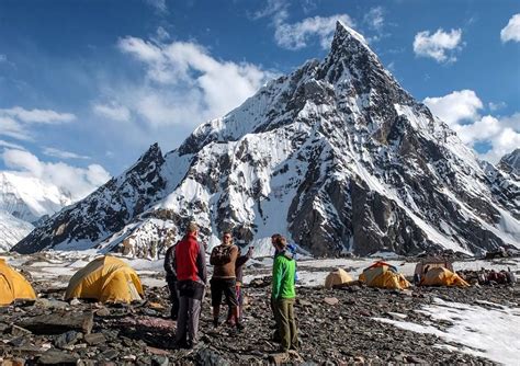 Camping Site Of The Concordia With Mitre Peak 6010 M In The