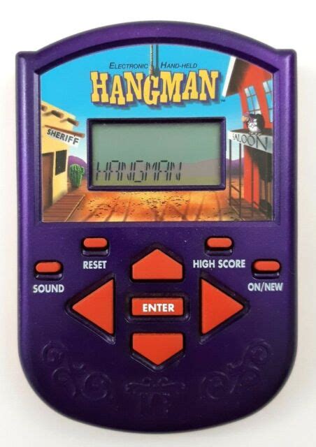Hangman Hasbro 2002 Electronic Handheld Lcd Game Purple Tested And