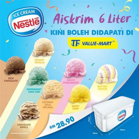 Like and follow their page or visit www.manisan.biz to enjoy rm25 off nestle products when you check out lazada with touch 'n go ewallet promotion period is from 1 march 2020 until 30 april 2020. TF Value-Mart Nestle Ice Cream 6 Litre @ RM28.90 Promotion