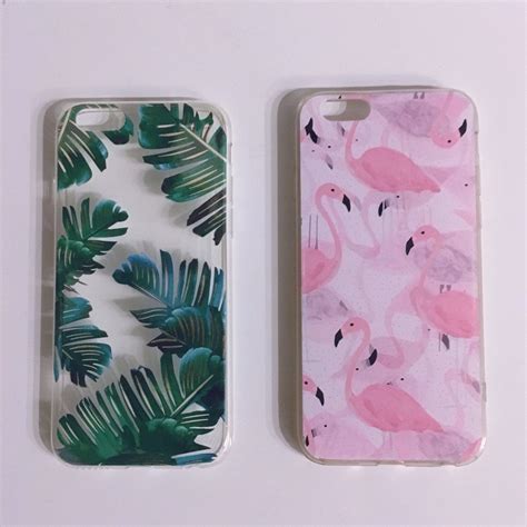 Tropical Themed Phone Cases Tropical Green Leaves And Pink Flamingos