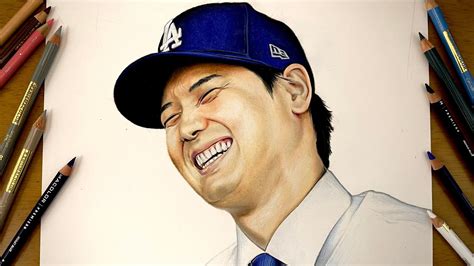 色鉛筆で大谷翔平を描く！ Drawing Shohei Ohtani From Los Angeles Dodgers Youtube