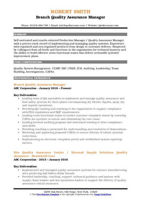 When writing a quality control manager resume remember to include your relevant work history and skills according to the job you are applying for. Quality Assurance Manager Resume Samples | QwikResume
