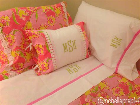 monogrammed lilly pulitzer day lily punch pink bedding from garnet hill north carolina belle