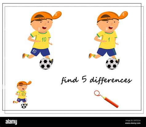 A Game For Kids Find The Differences Cartoon Boy Football Player