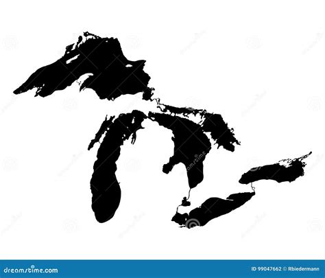 Map Of Great Lakes Stock Vector Illustration Of Cartography 99047662