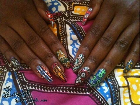 manicure à l africaine ankara design on nails unique elegant nail polish fashion nails