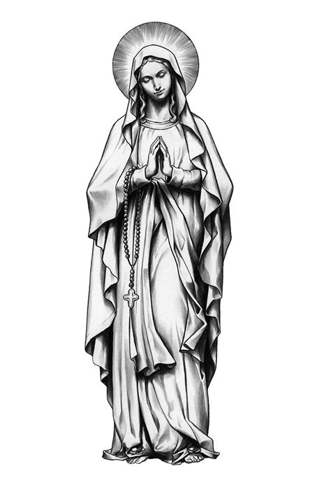 Mother Mary Desenhos A Lápis Pinterest Tatouage Vierge Marie E