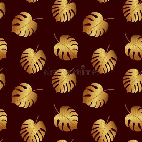 Seamless Pattern With Golden Leaves In Vector Stock Vector