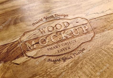 Premium Psd Engraved Text Effect On Wood Plank Texture Mockup