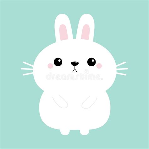 White Bunny Rabbit Hare Icon Funny Head Face Cute Kawaii Cartoon