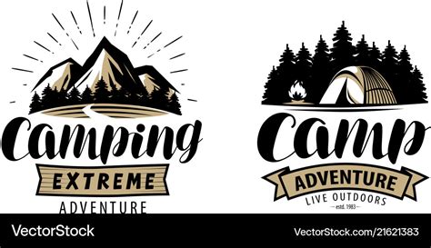 Camping Camp Logo Or Label Outdoor Recreation Vector Image