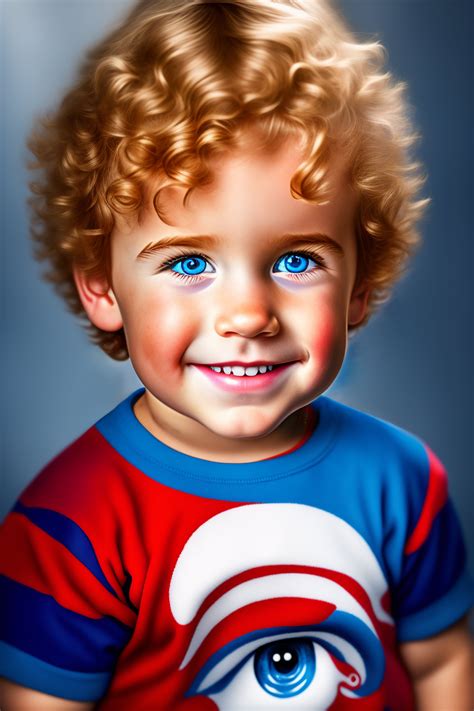 Lexica - Caricature painting of a toddler boy with curly blond hair and
