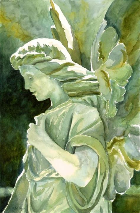 Watercolor Angel Painting Angel Statue Print Of Original Etsy