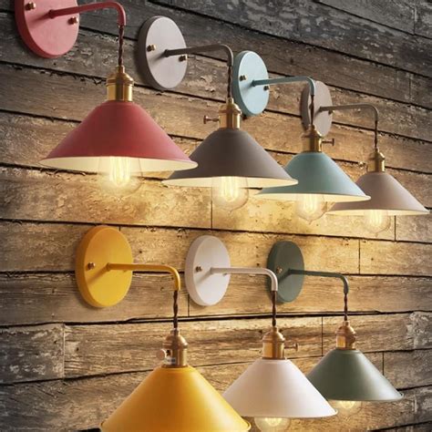 Colorful Vintage Country Cottage Wall Lamps Painted E26 E27 Bed Room Wall Sconces Wall Lights