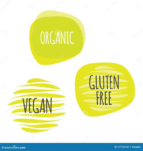 Organic Vegan Gluten Free Vector Icon Isolated Label Set Stock Vector