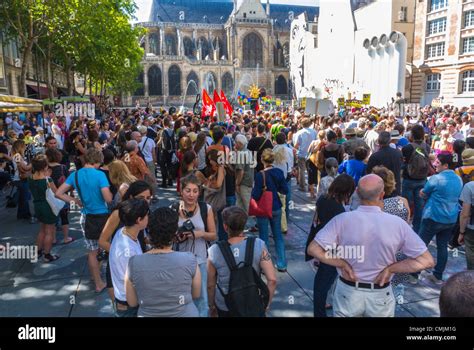 Paris France Crowds Of French People Demonstrators Take Part In An
