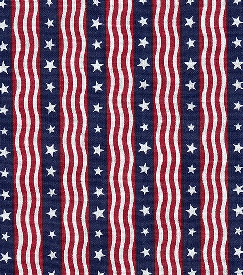 Patriotic Cotton Fabric Waving Stars On Stripes Joann