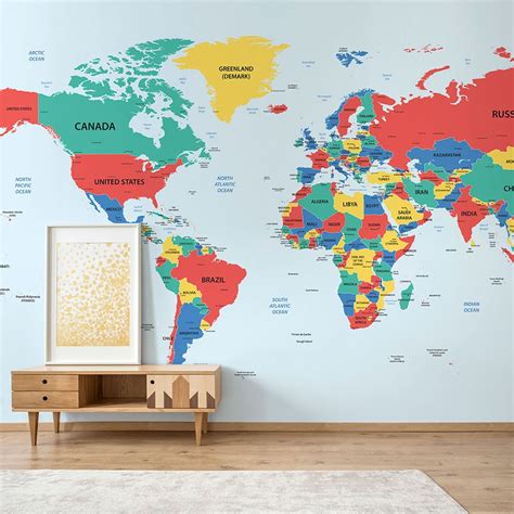 Mapa Mundi Detalhado World Map Wallpaper Map Wall Mural World Map Art