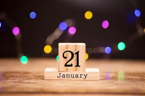 January 21st Day 21 Of Month Calendar Cube On Modern Pink Background