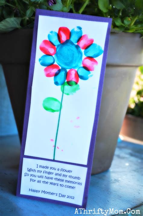 Finger Print Mothers Day Flower Poem A Thrifty Mom Recipes Crafts