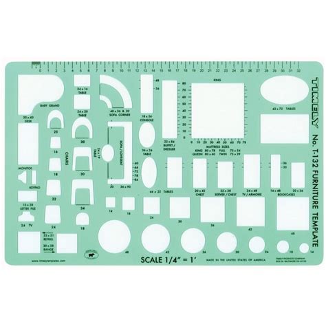 Interior design project 1/4 grid graph paper for furniture layouts. Timely¼" Sclae Furniture Template - 132T