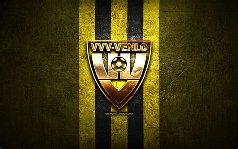 Vvv Venlo Fc Golden Logo Eredivisie Yellow Metal Background