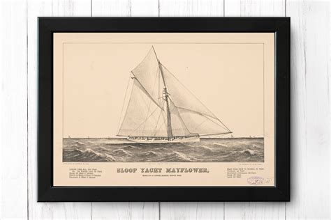 Sloop Yacht Mayflower Vintage Ship Print A4 Single Print Etsy