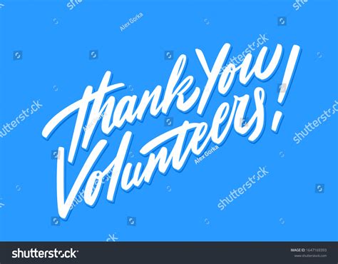 Thank You Volunteers Vector Lettering Stock Vector Royalty Free