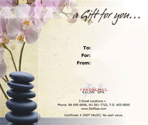 T Certificate Template Treusdell Salon And Spa Massage T Certificate Printable T
