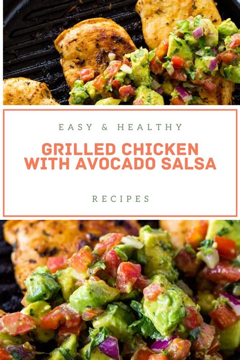 Preheat the corn tortillas and cover with a clean dish towel to keep warm. Grilled Chicken with Avocado Salsa