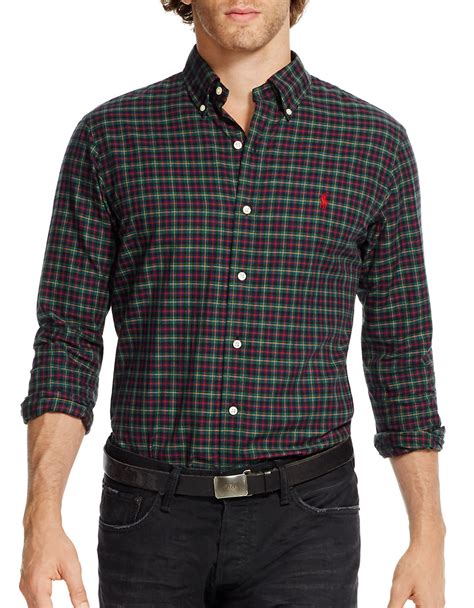 Polo Ralph Lauren Slim Fit Checked Twill Shirt In Green For Men Lyst