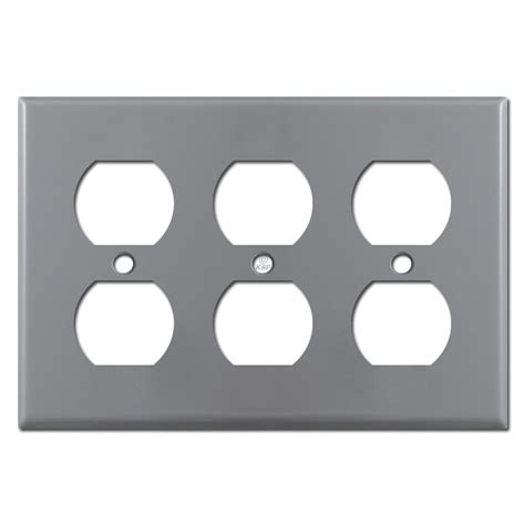 3 Duplex Electrical Outlet Cover Plate Gray Kyle Switch Plates