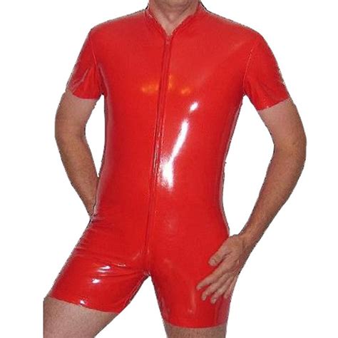 male pvc leather bodysuit open crotch jumpsuit mens fetish latex clubwear catsuit lingerie w880450b