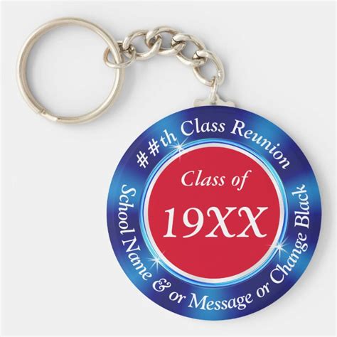 Red White Blue Class Reunion Favors Personalized Keychain