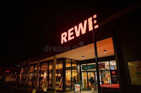 Illuminated German Rewe Supermarket A Retailers Dream Editorial Stock