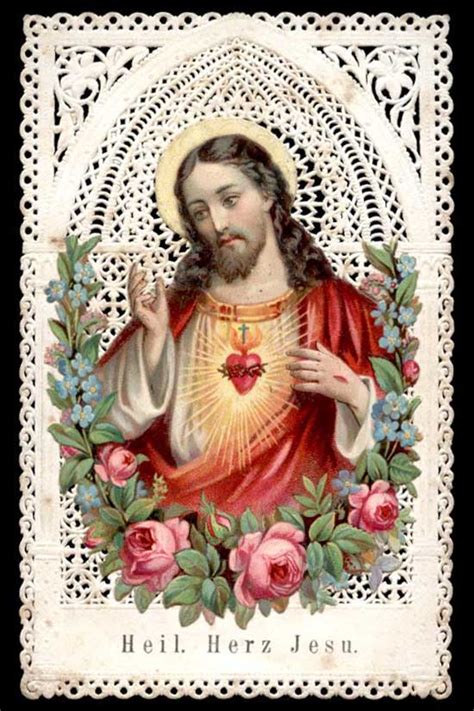 Old Holy Card Lace Canivet Santino Merlettatosacred Heart Of Jesus 19