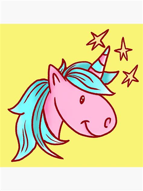 Pink And Blue Unicorn Poster For Sale By Deanosdoodles Redbubble