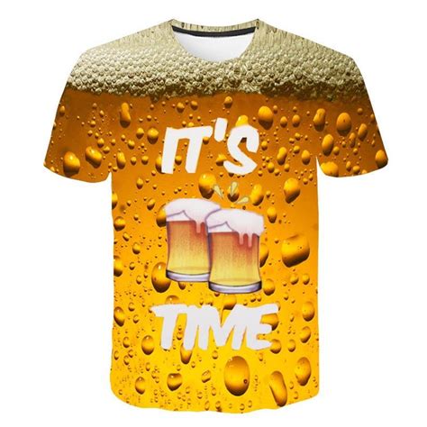 Wholesale New Arrive Novelty Fashion 3d Tshirt Men Cans Of Beer Printed Hip Hop Crewneck Short