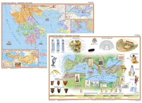 Staro Ytna Grecja Mapa Cienna Szkolna Dwustronna