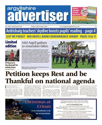 Argyllshire Advertiser Magazine 18 November 2022 Back Issue