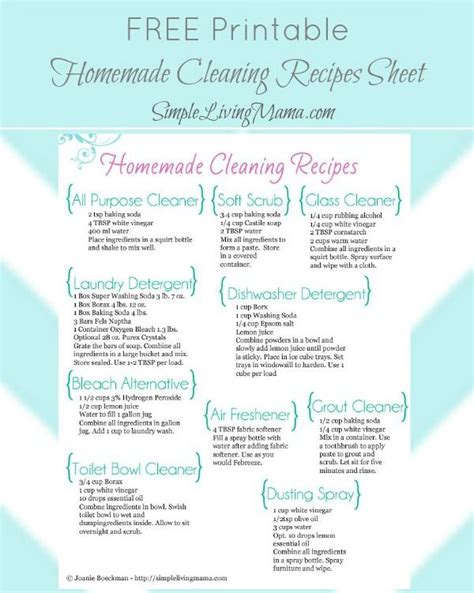 Free Printable Homemade Cleaners Cheat Sheet Life