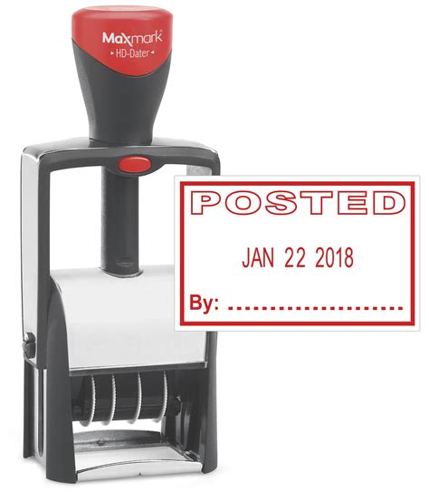 Heavy Duty Date Stamp With Posted Self Inking Stamp Red Ink