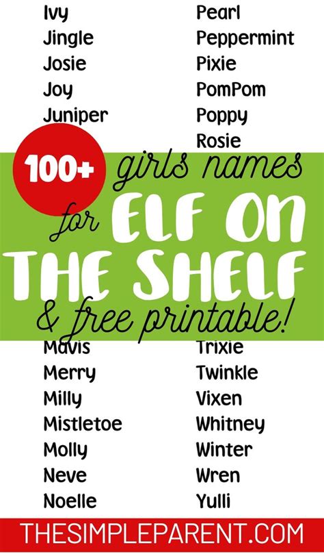 100 Girl Elf On The Shelf Names Girl Elf Good Elf Names Christmas