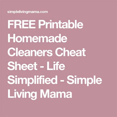 Free Printable Homemade Cleaners Cheat Sheet Life Simplified Simple