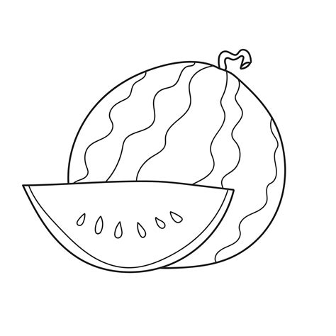 Simple Coloring Page Isolated Black And White Watermelon For Coloring