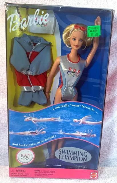 Mattel Usa Olympics Barbie Swimming Champion Doll New
