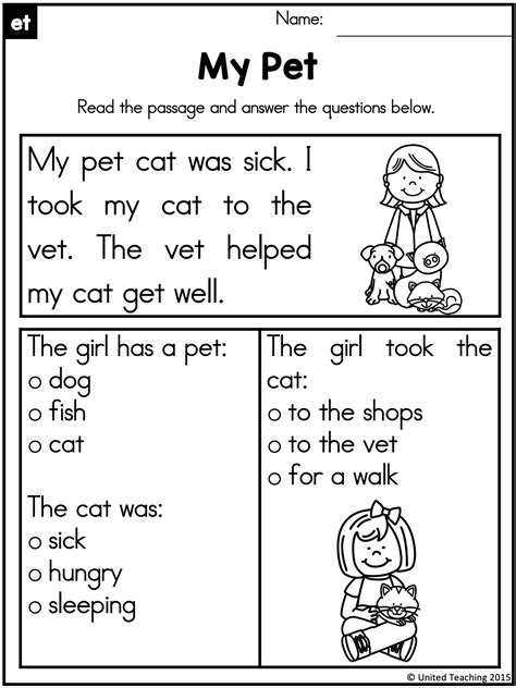 Phonics Worksheets Cvc Comprehension Early Readers Re