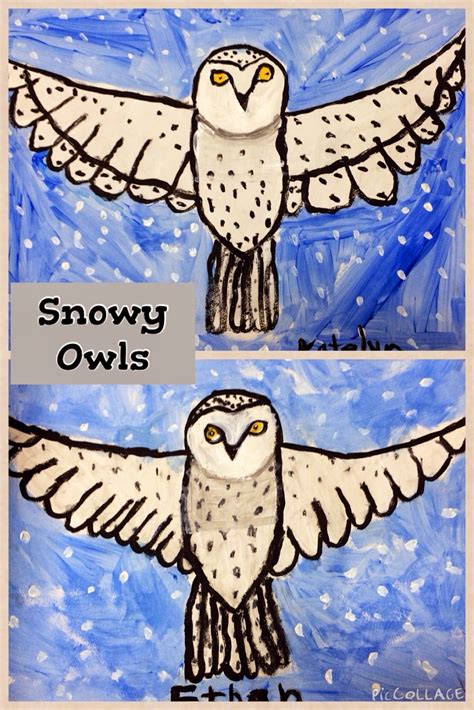 Artfully Me Snowy Owl Art Project Winter Art Lesson Elementary Art