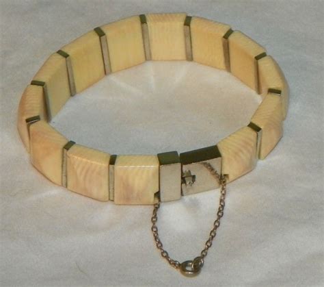 Antique Carved Ivory Bracelet Link Jewelry Vintage Carving